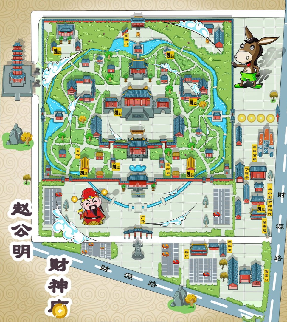 松溪寺庙类手绘地图
